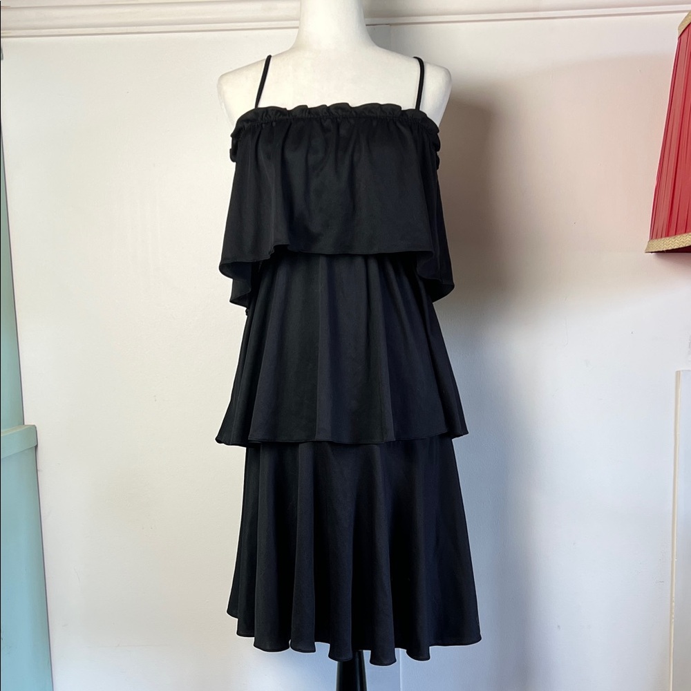 Black 70’s / 80s vintage tiered disco dress (or skirt)